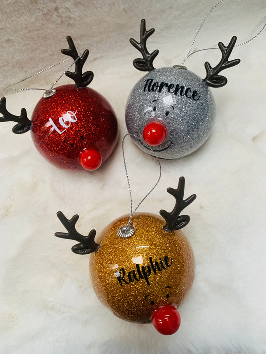 Personalised Reindeer Bauble