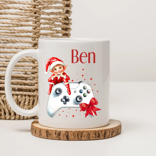 Personalised Gamer Elf Mug