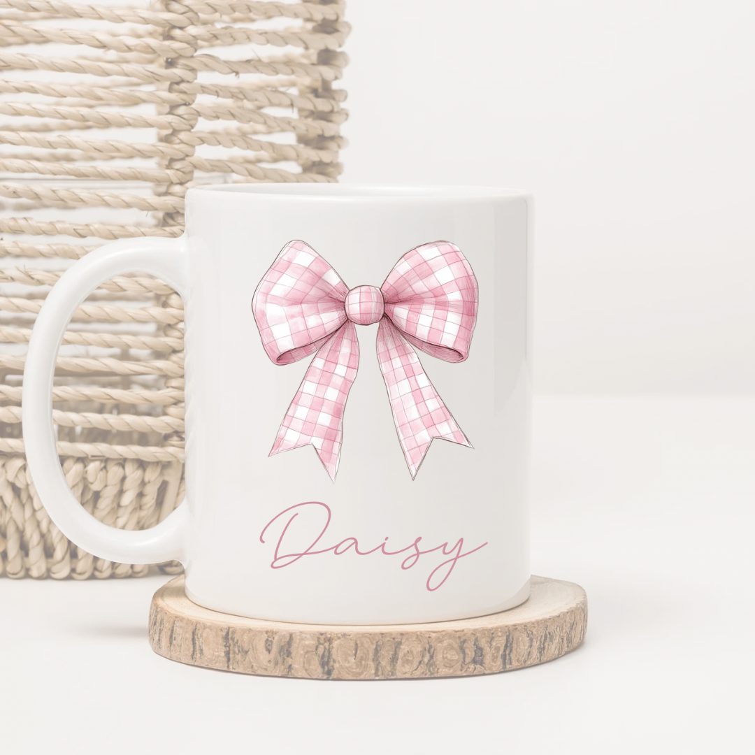 Personalised Pink Bow Mug