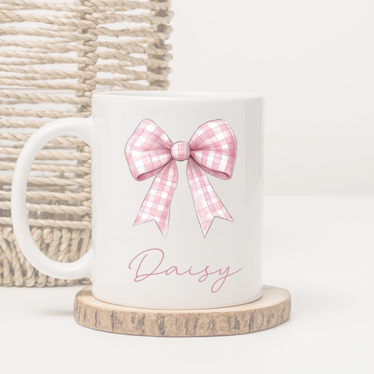 Personalised Pink Bow Mug