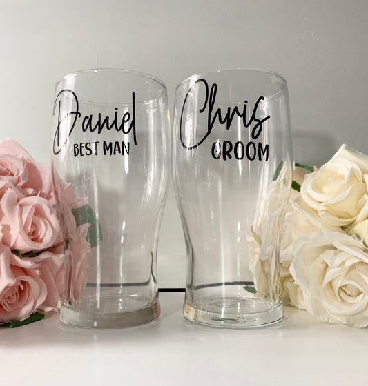 Personalised Wedding Pint Glass